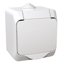 Virštinkinis kištukinis lizdas su įžeminimu Schneider Cedar Plus WDE000541 (su dangteliu, baltas), IP44