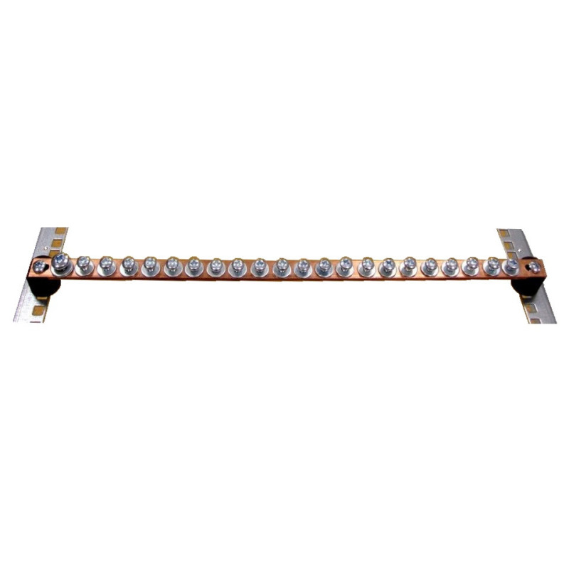 Copper grounding bar with screws (1U, 49 cm)