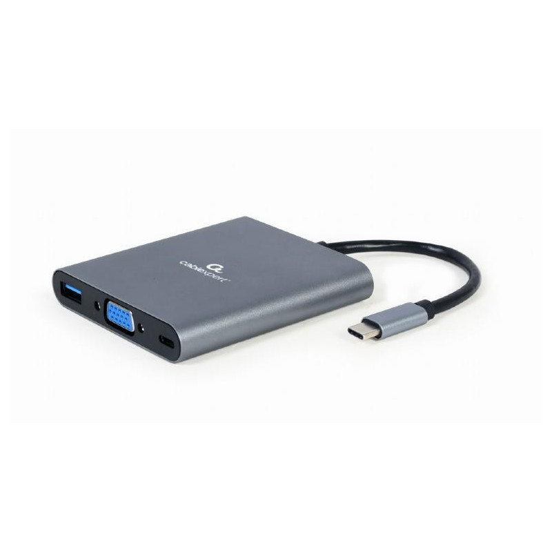 Gembird A-CM-COMBO6-01 USB Type-C 6-in-1 multi-port adapter (Hub3.1 + HDMI + VGA + PD + card reader + stereo audio) spac