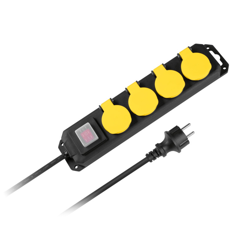 Extension cord IP44 1m5m with switch 4 sockets, 16A, 3680W, Cable 3x1.5mm