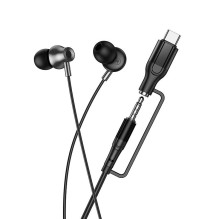 Wired earphones with microphone Jack 3,5 mm / USB C Hoco M119A black