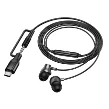 Wired earphones with microphone Jack 3,5 mm / USB C Hoco M119A black
