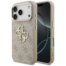 GUESS dėklas, skirtas IPHONE 18 Pro / 17 Pro GUE005483 (su dideliu 4G klasikiniu logotipu), rožinio aukso spalvos