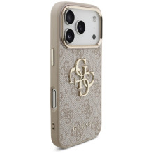 GUESS dėklas, skirtas IPHONE 18 Pro / 17 Pro GUE005483 (su dideliu 4G klasikiniu logotipu), rožinio aukso spalvos
