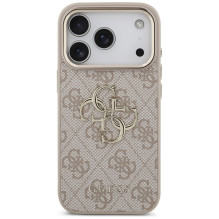 GUESS dėklas, skirtas IPHONE 18 Pro / 17 Pro GUE005483 (su dideliu 4G klasikiniu logotipu), rožinio aukso spalvos