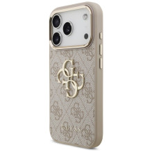 GUESS dėklas, skirtas IPHONE 18 Pro / 17 Pro GUE005483 (su dideliu 4G klasikiniu logotipu), rožinio aukso spalvos