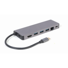 Gembird A-CM-COMBO5-05 USB Type-C 5 viename daugiaprievadis adapteris (šakotuvas + HDMI + PD + kortelių skaitytuvas + LA Gembird A-CM-COMBO5-05 USB Type-C 5 viename daugiaprievadis adapteris (šakotuvas + HDMI + PD + kortelių skaitytuvas + LA