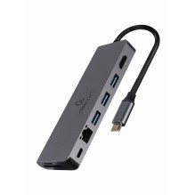 Gembird A-CM-COMBO5-05 USB Type-C 5 viename daugiaprievadis adapteris (šakotuvas + HDMI + PD + kortelių skaitytuvas + LA Gembird A-CM-COMBO5-05 USB Type-C 5 viename daugiaprievadis adapteris (šakotuvas + HDMI + PD + kortelių skaitytuvas + LA