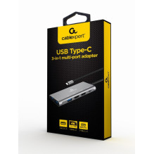 Gembird A-CM-COMBO3-03 USB Type-C 3 viename daugiaportis adapteris (šakotuvas + HDMI + PD) Gembird A-CM-COMBO3-03 USB Type-C 3 viename daugiaportis adapteris (šakotuvas + HDMI + PD)