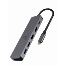 Gembird A-CM-COMBO3-03 USB Type-C 3 viename daugiaportis adapteris (šakotuvas + HDMI + PD) Gembird A-CM-COMBO3-03 USB Type-C 3 viename daugiaportis adapteris (šakotuvas + HDMI + PD)
