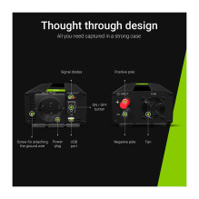 Green Cell Maitinimo keitiklis 12V į 230V 1000W / 2000W Modifikuota sinusinė banga Green Cell Maitinimo keitiklis 12V į 230V 1000W / 2000W Modifikuota sinusinė banga