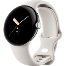 Google „Pixel Watch LTE“ 41mm Poliruotas Silver / Sportinis dirželis, kreidos spalvos