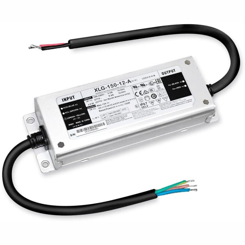 Impulsinis maitinimo šaltinis LED 150W 12V 12.5A IP67, dimeriuojamas, Mean well XLG-150-12-A
