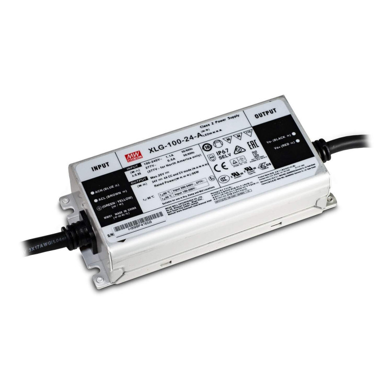 Switching power supply LED 24V 100W 24A, IP67, dimmable, MEAN WELL, XLG-100-24-A