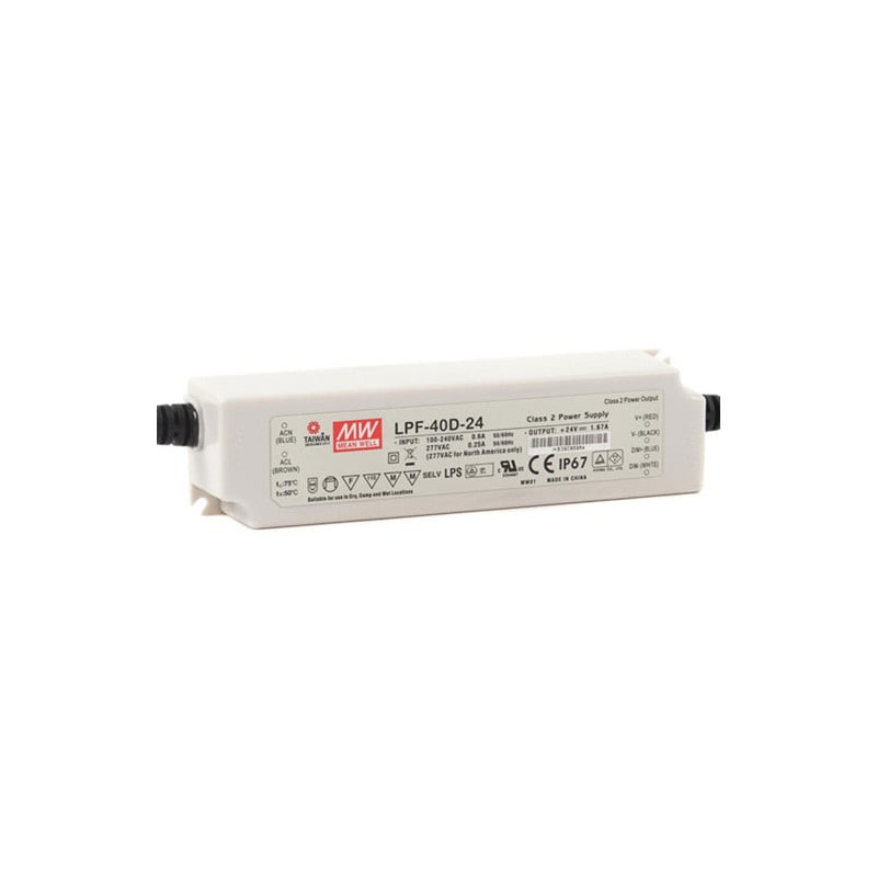 Impulsinis maitinimo šaltinis 24V 1.67A 40.8W IP67, dimeriuojamas