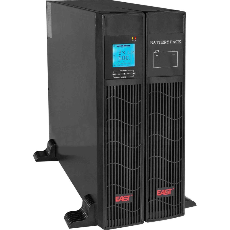 Set EAST UPS 3000VA / 2700W Rack / Tower, EPO, LCD + external battery pack 6x9Ah / 12V