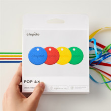 Chipolo POP - Bluetooth Tracker with Replaceable Battery for iOS &amp; Android, 4pack -Red_Blue_Yellow_Green
