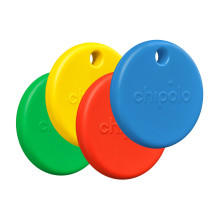 Chipolo POP - Bluetooth Tracker with Replaceable Battery for iOS &amp; Android, 4pack -Red_Blue_Yellow_Green