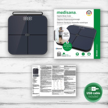 Kūno Sudėties Svarstyklės - Medisana BS 850 Connect, 8 Jutiklių Technologija, Bluetooth, Balta Kūno Sudėties Svarstyklės - Medisana BS 850 Connect, 8 Jutiklių Technologija, Bluetooth, Balta