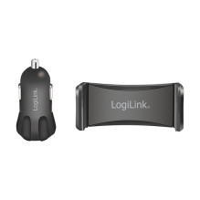 Logilink USB Kfz Ladegerät + Smartphone Harterung im Set