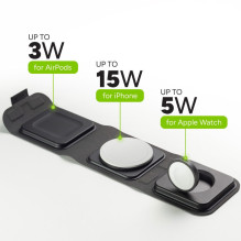 Įkrovimo Stotis - Mophie 3-In-1 Kelioninis Įkroviklis iPhone, Apple Watch, AirPods, USB-C, Juoda Įkrovimo Stotis - Mophie 3-In-1 Kelioninis Įkroviklis iPhone, Apple Watch, AirPods, USB-C, Juoda