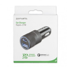 Automobilinis įkroviklis - 4smarts Rapid+ 27 W, pilkas / juodas Automobilinis įkroviklis - 4smarts Rapid+ 27 W, pilkas / juodas