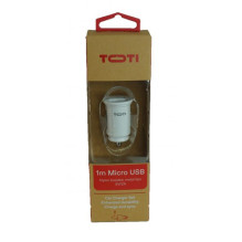 Automobilinis Įkroviklis - Toti Dual USB 2.1A Su Micro USB Kabeliu 1m Balta