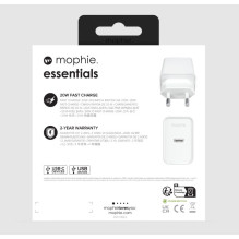 Įkroviklis - Mophie Essentials Power Adapter 20W USB-C PD Balta Įkroviklis - Mophie Essentials Power Adapter 20W USB-C PD Balta