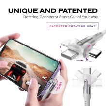 USB-C Kabelis - Statik PowerPivot Pro 3m USB-C Į USB-C Nailono Pintas Baltas