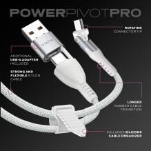 USB-C Kabelis - Statik PowerPivot Pro 3m USB-C Į USB-C Nailono Pintas Baltas