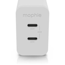 Įkroviklis - Mophie Wall Adapter USB-C PD Dual 45W GaN Balta Įkroviklis - Mophie Wall Adapter USB-C PD Dual 45W GaN Balta