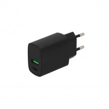 Įkroviklis - SEEK TOTI 20W Type-C + USB A Greitas Įkroviklis, Juodas Įkroviklis - SEEK TOTI 20W Type-C + USB A Greitas Įkroviklis, Juodas