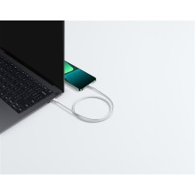 Kabelis - Xiaomi 3A Pintas USB-C į USB-C Kabelis 1m, Greitas Įkrovimas, Baltas