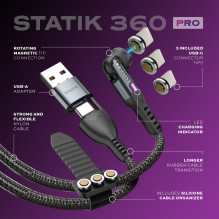 USB-C Kabelis - STATIK Statik 360 Pro 2.0 Duomenų Perdavimo Ir Įkrovimo 1 m, Juodas USB-C Kabelis - STATIK Statik 360 Pro 2.0 Duomenų Perdavimo Ir Įkrovimo 1 m, Juodas