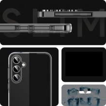 Telefono dėklas - Just Must JM antibakterinis TPU dėklas, skirtas Galaxy A55 5G, skaidrus, juodas