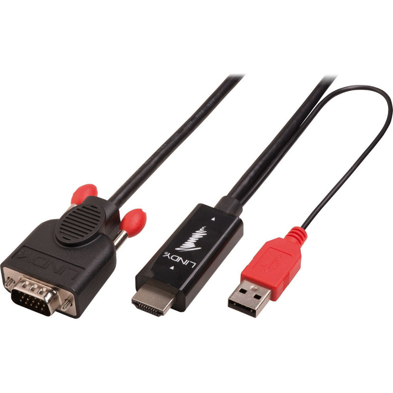 LINDY HDMI and VGA cable with USB Type A for power 1080p 1m