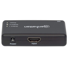MANHATTAN 4K 2-portu HDMI daliklis 4K@30Hz su maitinimo bloku Black