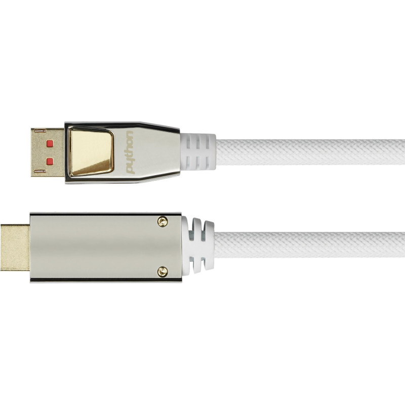 Python DisplayPort 1.4 to HDMI 2.0 cable nylon white 3m