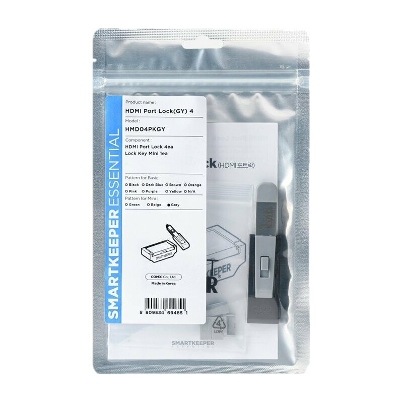 SmartKeeper Mini "HDMI Port" Blocker gray 4 pcs. + Key