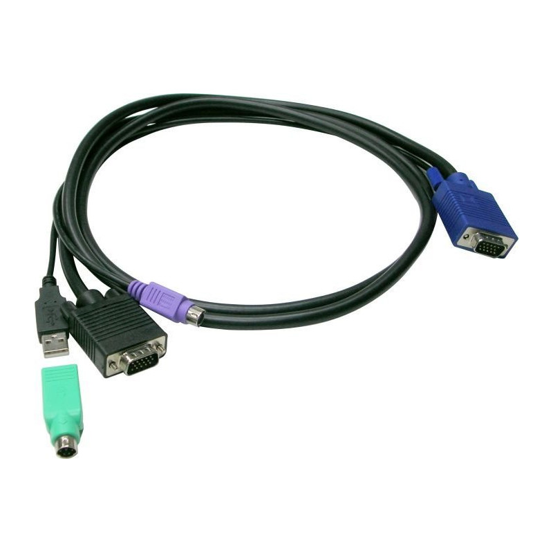 LevelOne KVM kabelis VGA- VGA, USB-A, PS / 2 3.00m Black