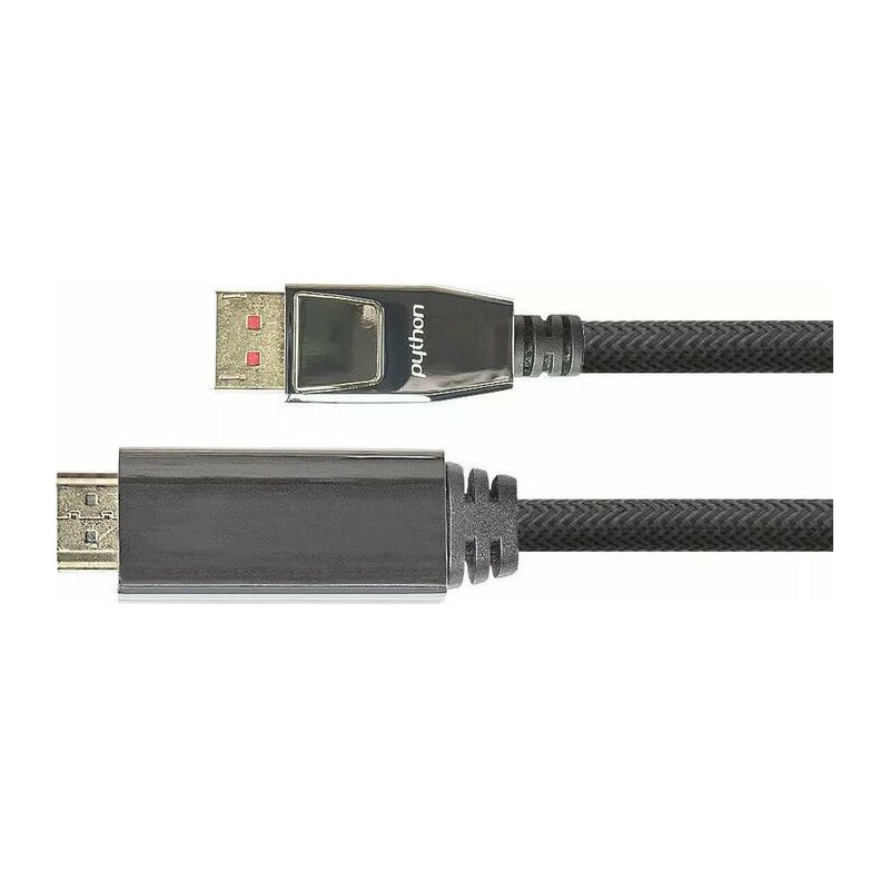 Python DisplayPort 1.4 į HDMI 2.0 nailono kabelis, juodas 2m