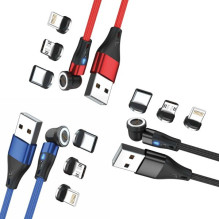 RealPower magnetinis kabelis, 3 amperų rinkinys, 1m, 3 kabeliai su adapteriais