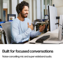 Headphones HP Poly Mission 425 - Mission 400 series - on-ear - wired - active noise cancellation - USB-C, USB-A - Black 
