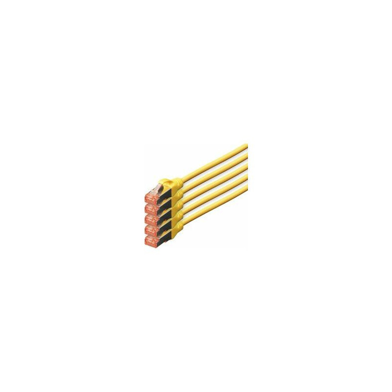 DIGITUS CAT 6 S / FTP patch cable, 5 pieces, 10m, yellow
