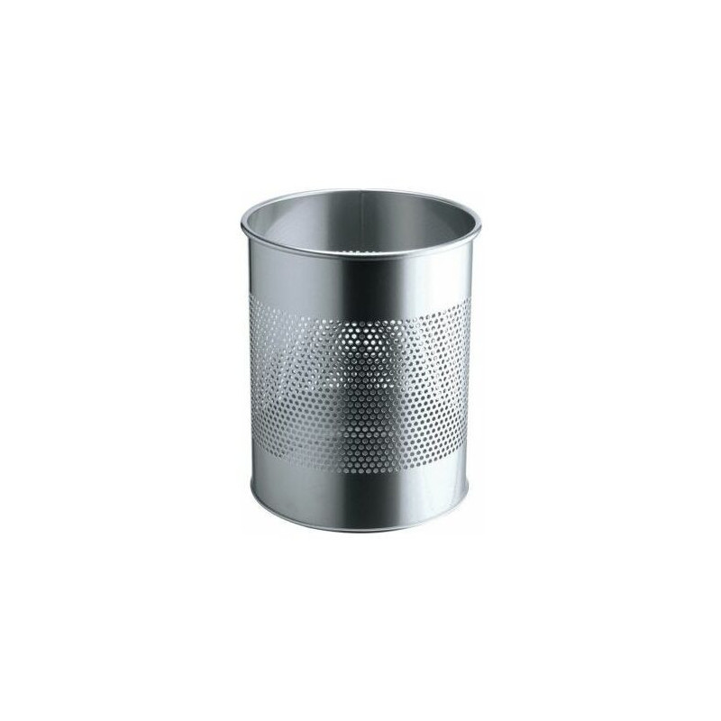 DURABLE Apvalus metalinis šiukšliadėžė 15L perforuotas 165mm Silver