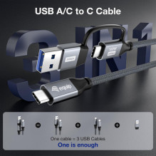 USB cable Equip USB-A + USB-C - USB-C 3 m Black (128433)