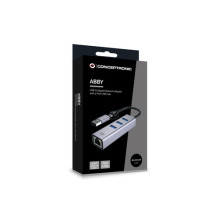 HUB USB Conceptronic Adapteris USB-C / -A3.0- GbE+3x-A3.0 5Gbs Black HUB USB Conceptronic Adapteris USB-C / -A3.0- GbE+3x-A3.0 5Gbs Black
