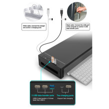 Equip pakeliamas monitoriaus stovas juodas 4xUSB-A / USB-C / + 25Kg