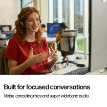 Austiņas HP Poly Mission 625 - Mission 600 sērija - uz auss - vadu - USB-C, USB-A - Black - Sertificētas Microsoft Teams