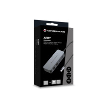 Tinklo plokštė Conceptronic CONCEPTRONIC Adapteris USB-C- 2xGbE+2xUSB-A3.2 5Gbs 0.30m gray Tinklo plokštė Conceptronic CONCEPTRONIC Adapteris USB-C- 2xGbE+2xUSB-A3.2 5Gbs 0.30m gray
